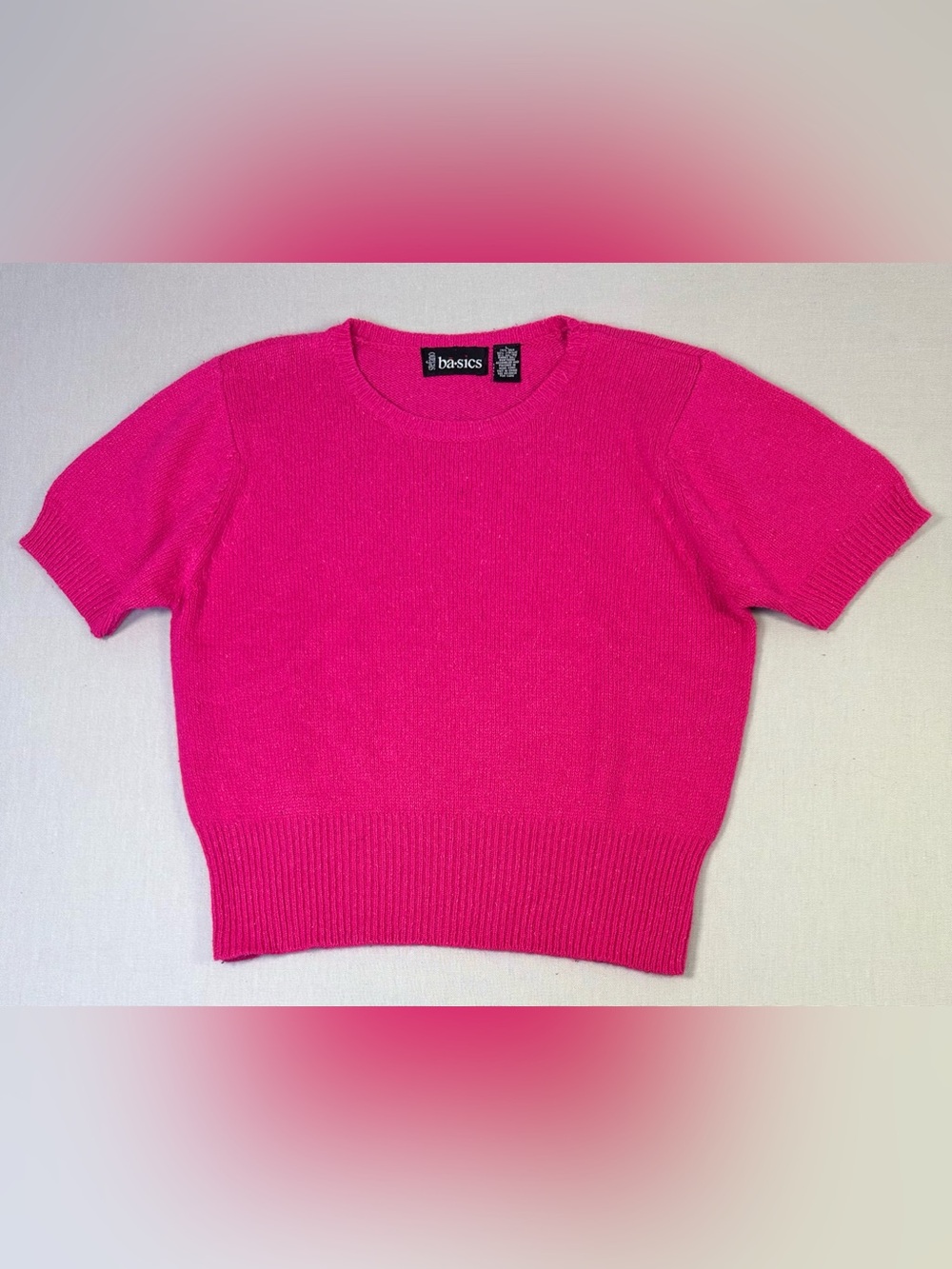 Vintage Stefano Basics Pink Silk Angora Short Sleeve Sweater L